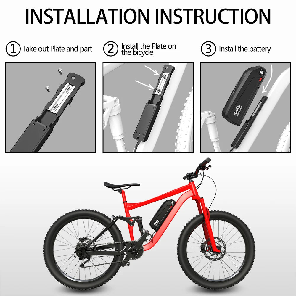 Hailong/Bafang EBike Battery 36V 48V 52V 20Ah 24Ah Mountain Bicycle 18650 21700 for 1000W 750W 500W 250W