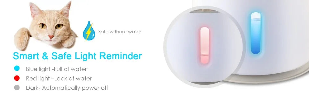 Automatic Cat Water Fountain 2.4L with LED Window
