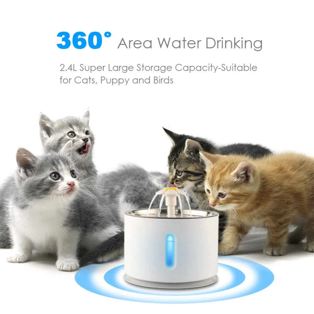 Automatic Cat Water Fountain 2.4L with LED Window