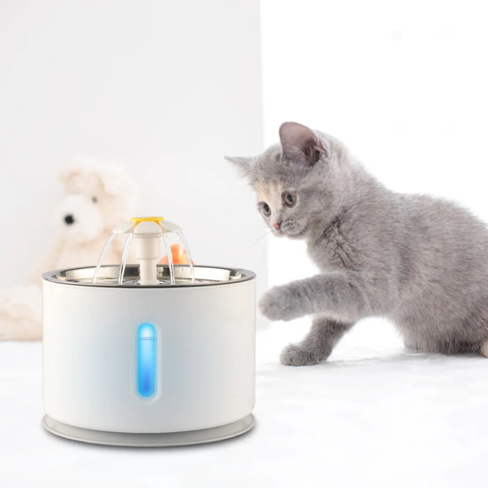 Automatic Cat Water Fountain 2.4L with LED Window