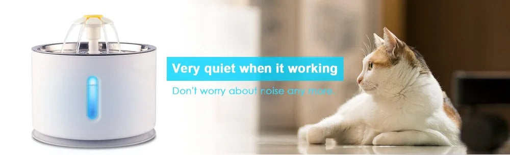 Automatic Cat Water Fountain 2.4L with LED Window