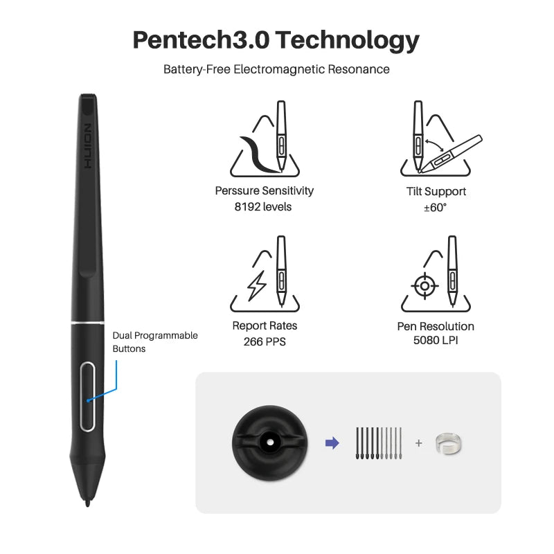 HUION KAMVAS Pro 16 2.5K QLED Full-Laminated 15.6inch Graphics Drawing Tablet with Battery-Free Pen
