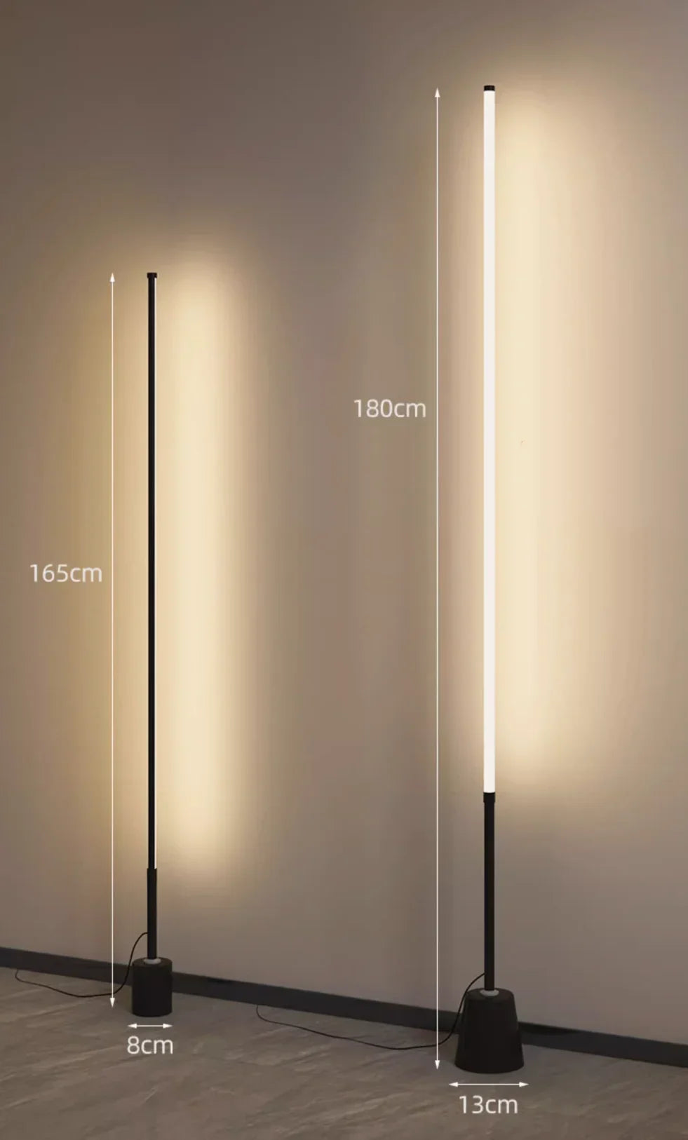 Dimmable corner floor lamp with LED mood light, remote control, and Nordic decor design.
