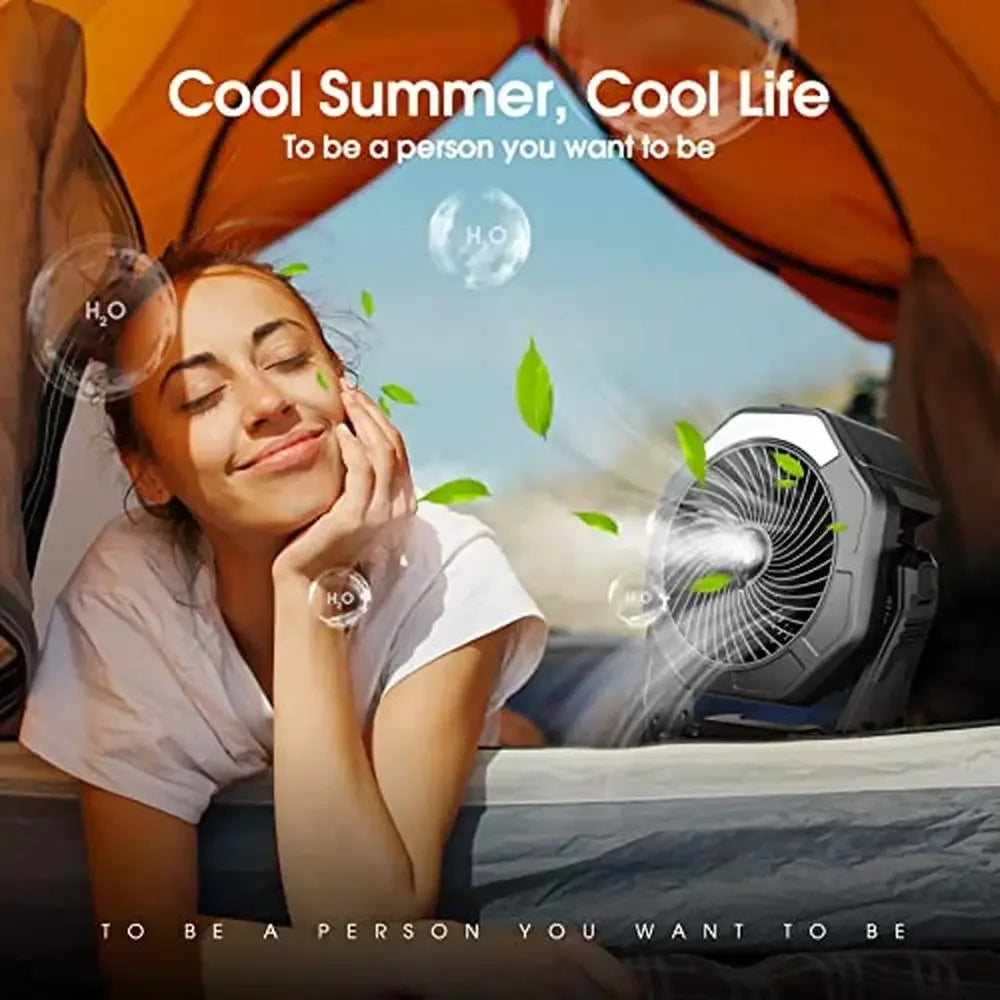 Portable Misting Fan Rechargeable 8-Inch with 10000mAh Battery USB and 250mL Water Tank