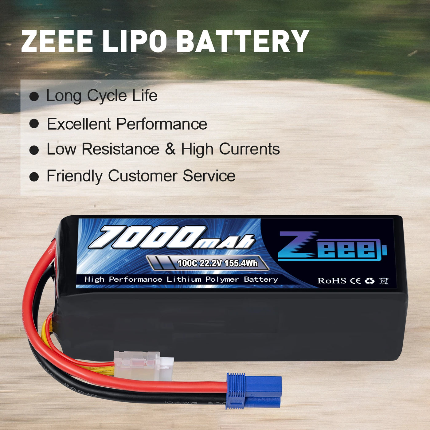 2pcs Zeee Lipo Battery 4S 6S 22.2V 100C 7000mAh Softcase with EC5 Plug for RC Vehicle Parts