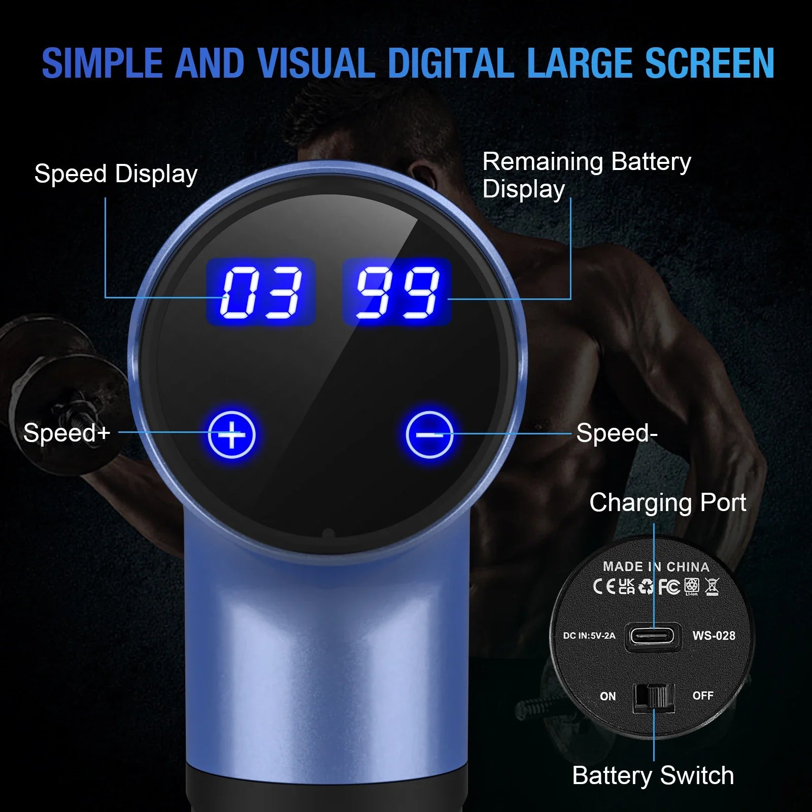 Sejoy Fascia Gun 30 Speed Massager with LED Display and 10 Heads.