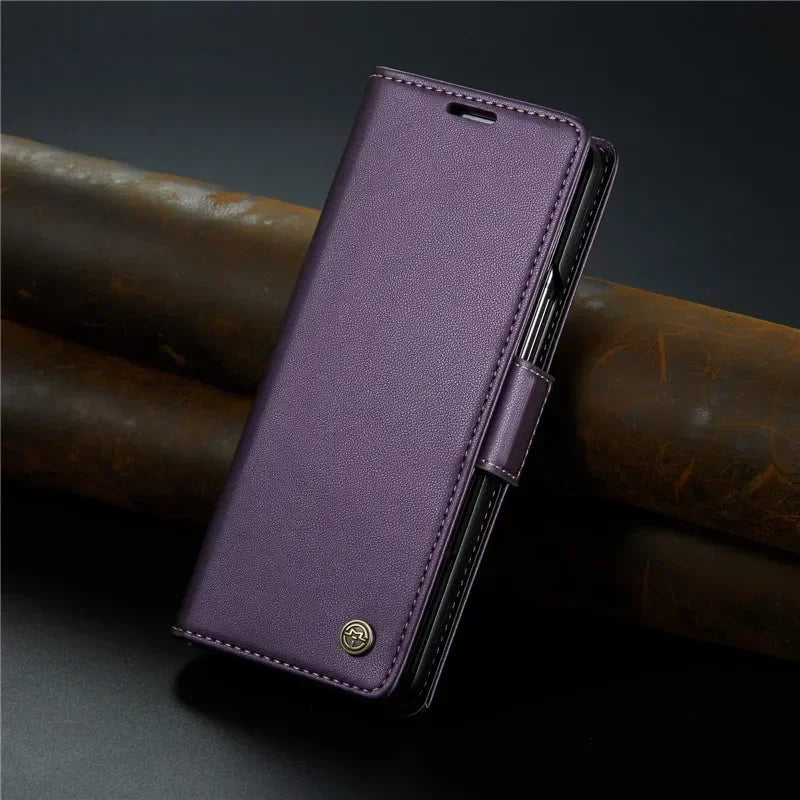 EUCAGR Luxury Magnetic Wallet Leather Case For Samsung Galaxy Z Fold 6 5 Shockproof Card Holder Pocket Cover For Galaxy Z Fold6