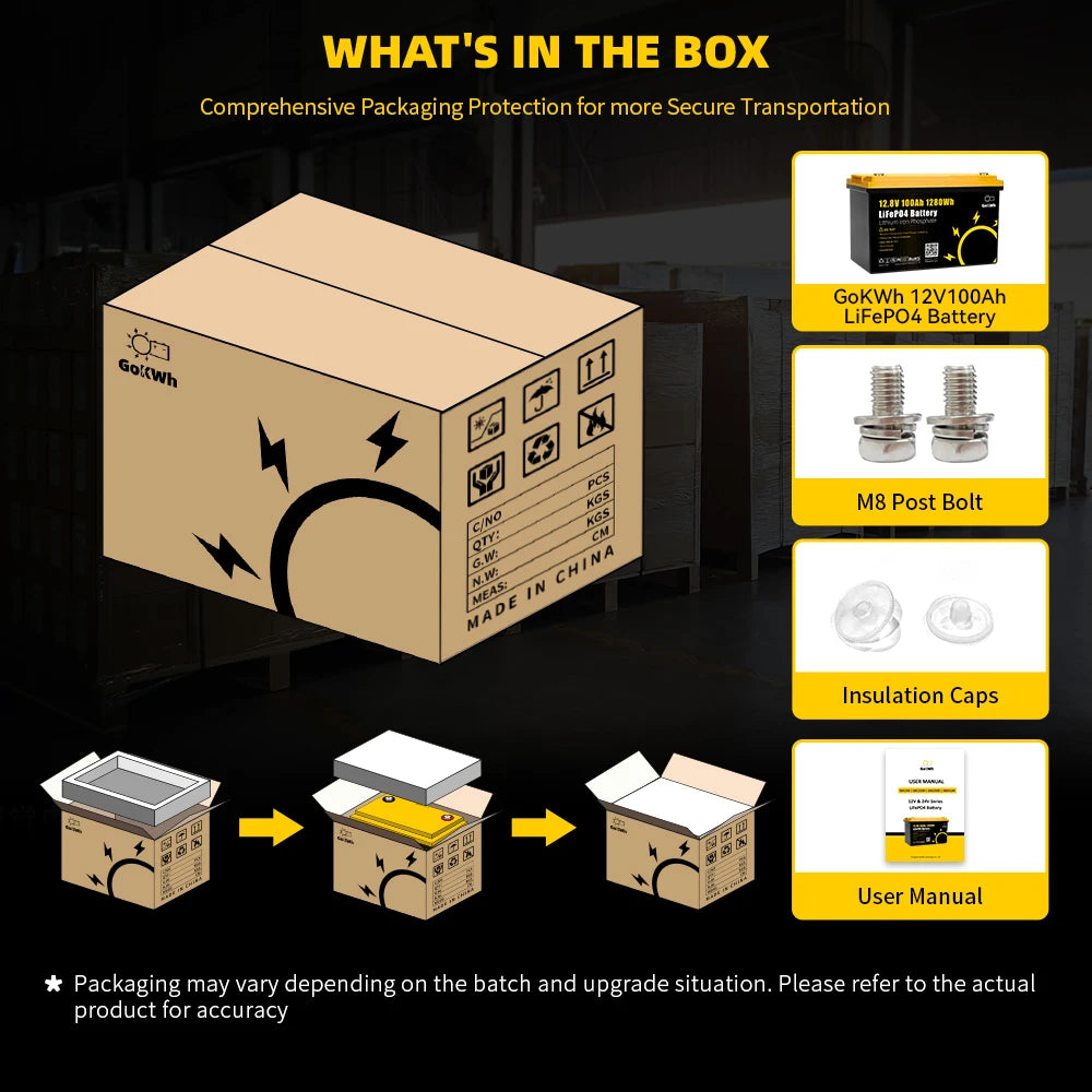 12V 100Ah LiFePO4 Battery Pack with Bluetooth BMS Grade A Lithium Rechargeable Cell