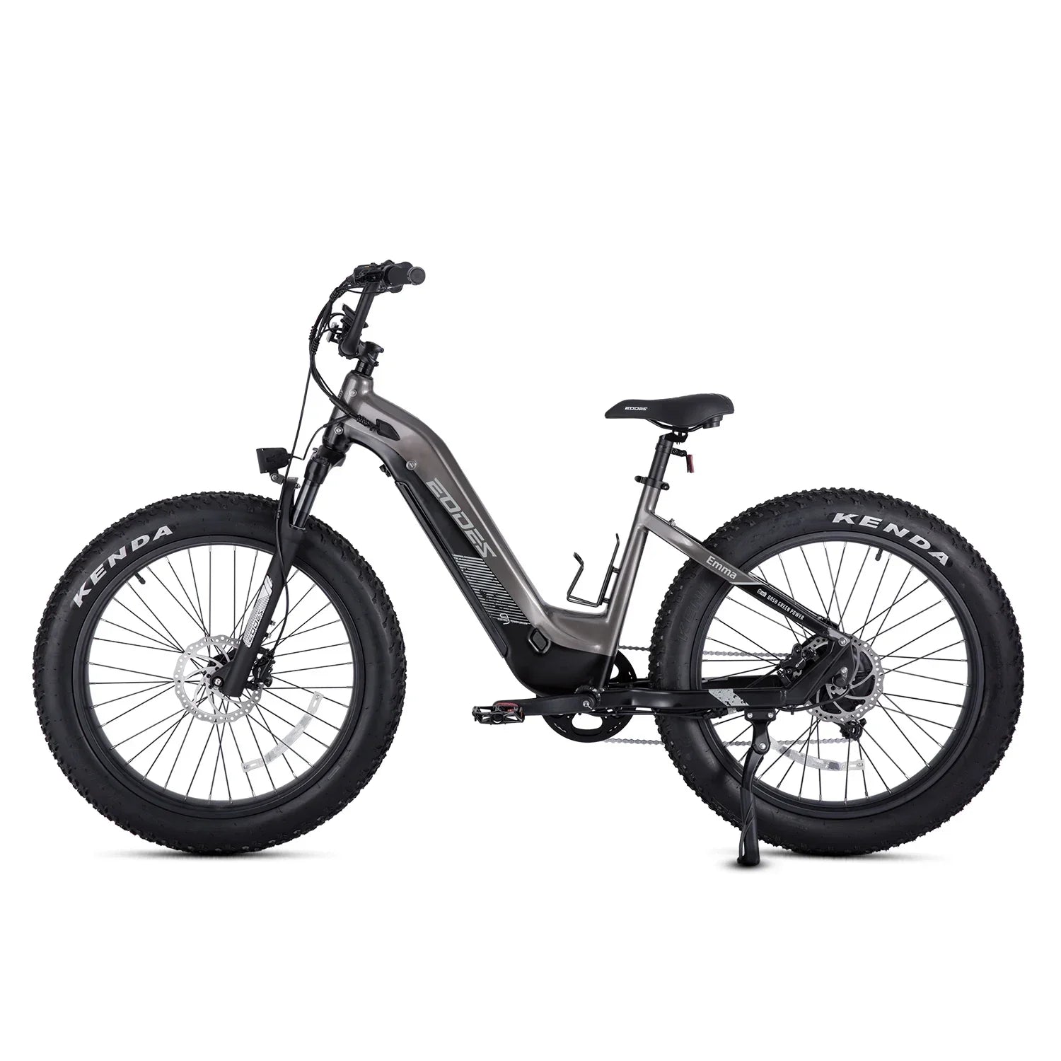 750W off-road electric bike with 52V 17Ah battery, orange color, 26-inch fat tires, LCD, and Bluetooth.