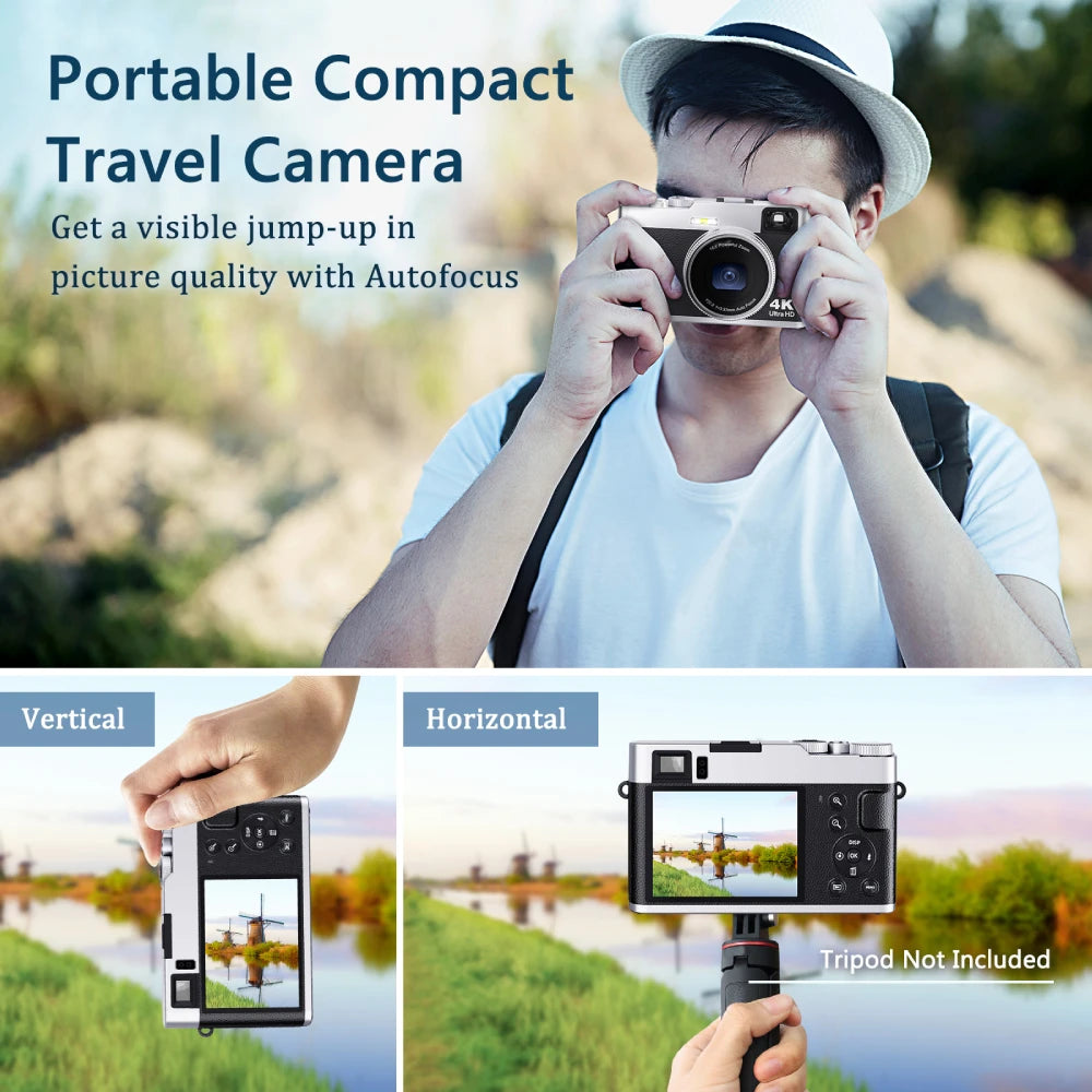 ZOSTUIC 4K Digital Camera 48MP Vlogging Camera with Autofocus 16X Zoom Anti-Shake 32GB Card