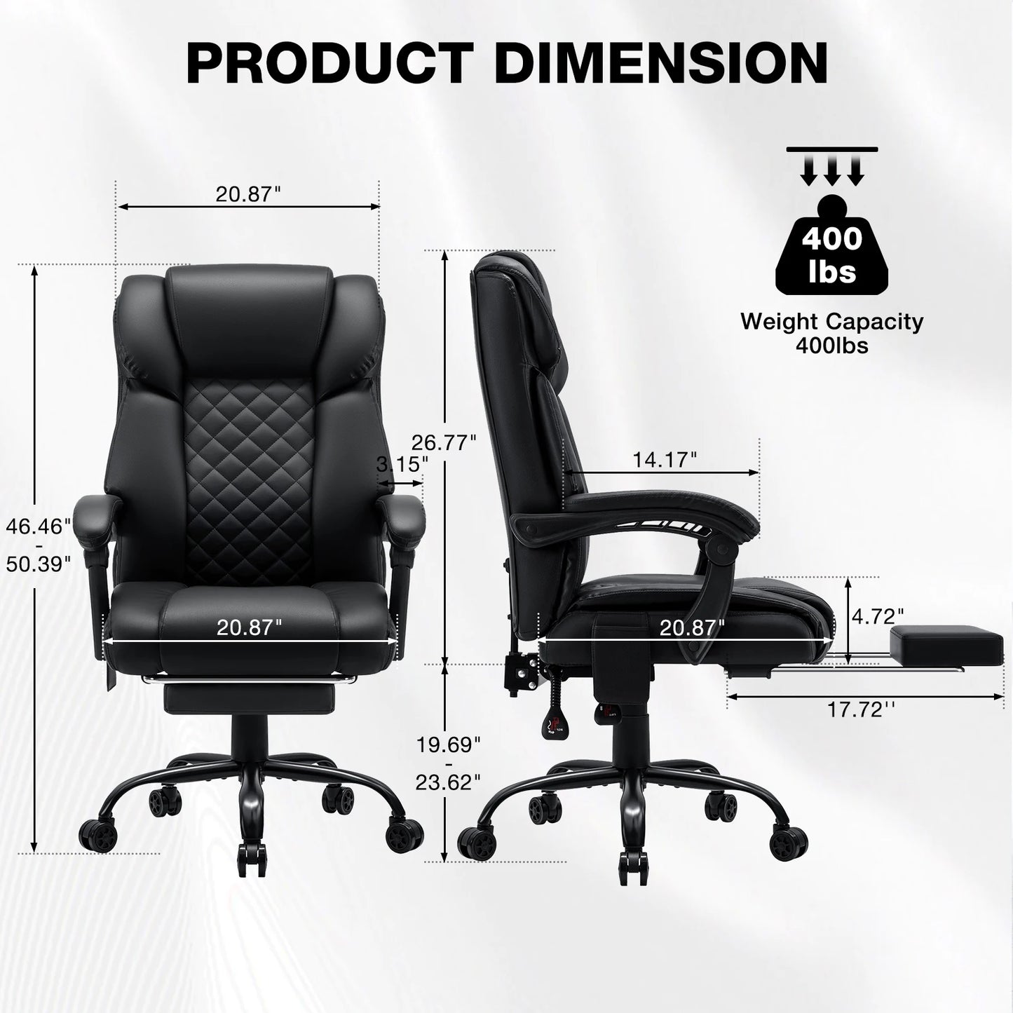 Black Massage Office Chair with Heat and Footrest Reclining