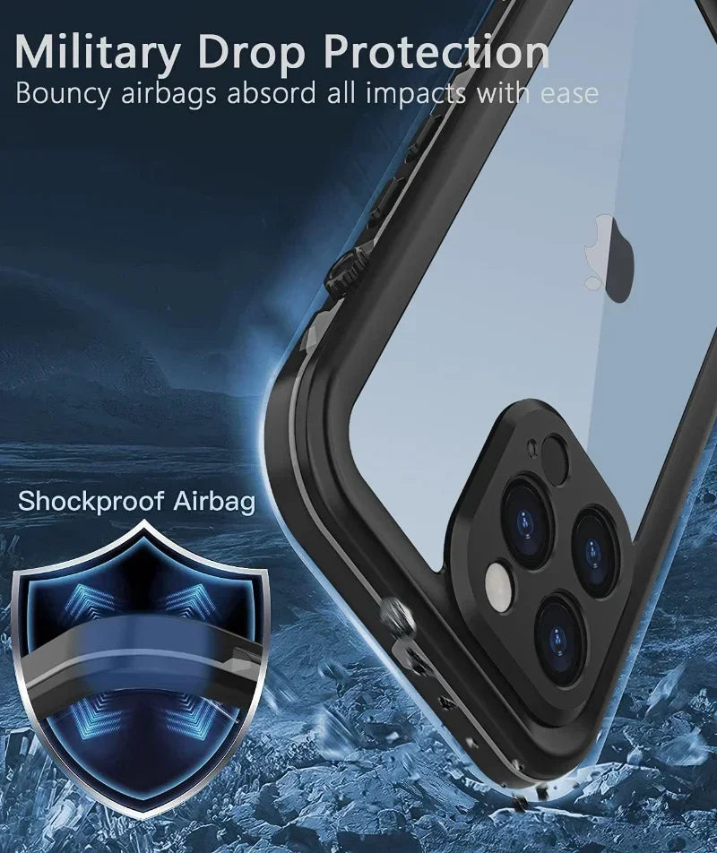 Waterproof Phone Case IP68 Dustproof Diving Cover for iPhone 16 15 14 Plus 13 12 11 Pro XS Max XR