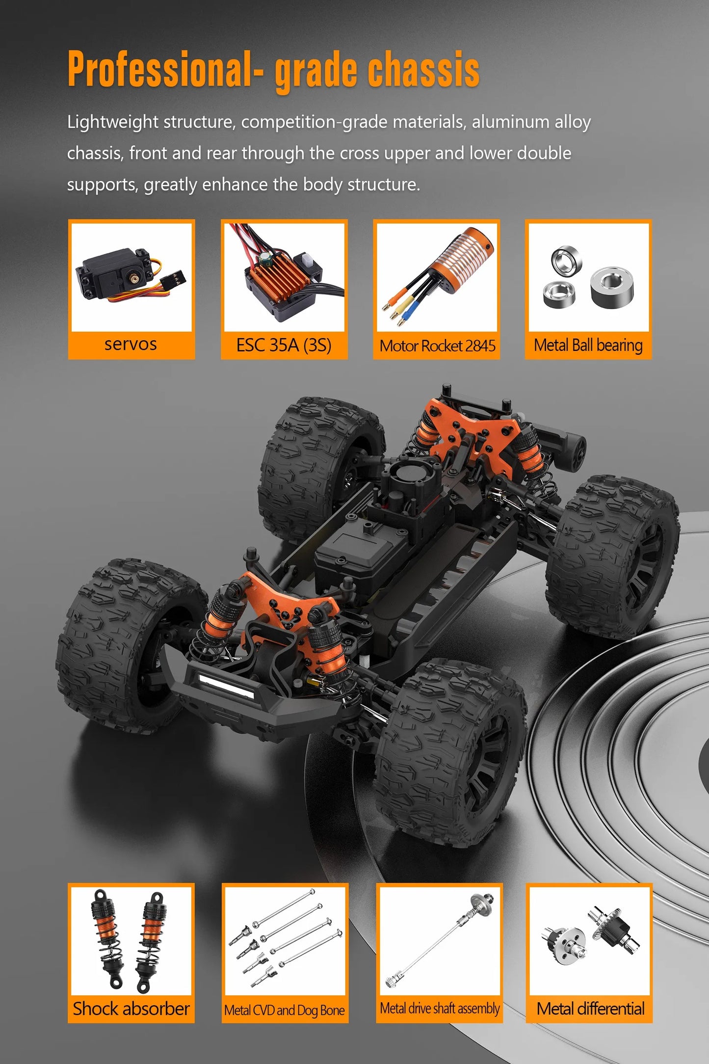JIUSI MT14R 1/14 RC Racing Car 4WD 80km/h Brushless Motor 2.4G Remote Control 35C High Speed Off-road