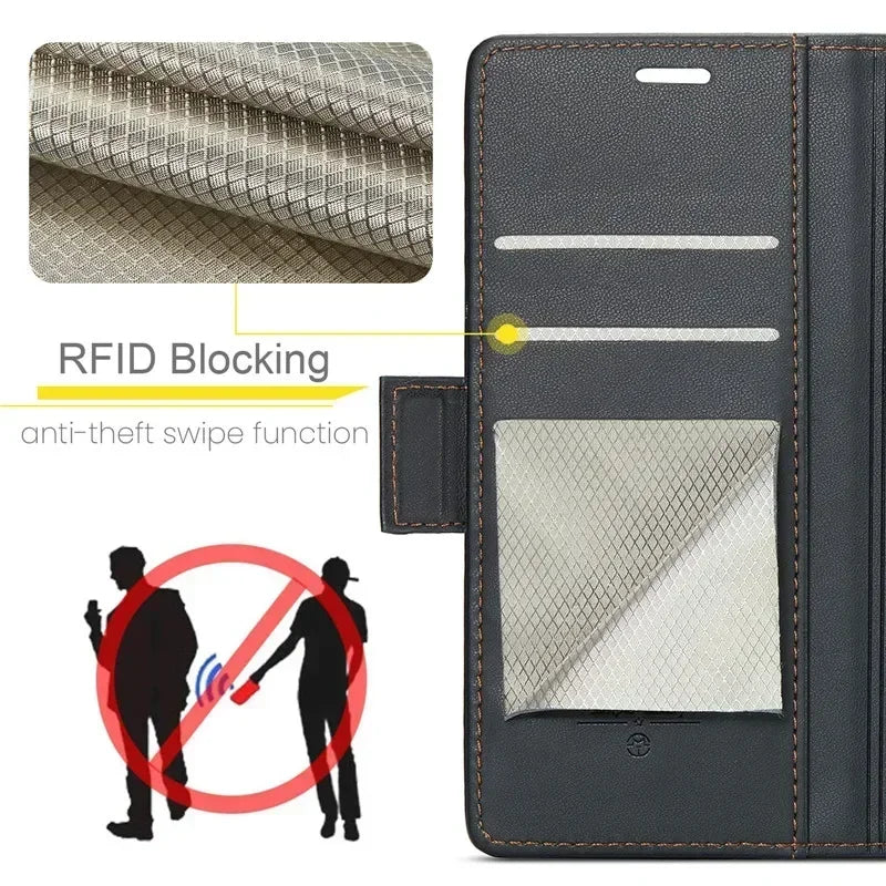 EUCAGR Luxury Magnetic Wallet Leather Case For Samsung Galaxy Z Fold 6 5 Shockproof Card Holder Pocket Cover For Galaxy Z Fold6