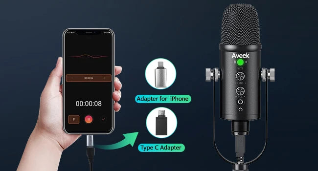 Mercase USB Condenser Microphone with Mute and Plug and Play