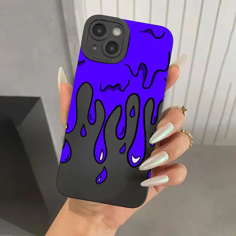 Shockproof silicone phone case for iPhone with graffiti art design.