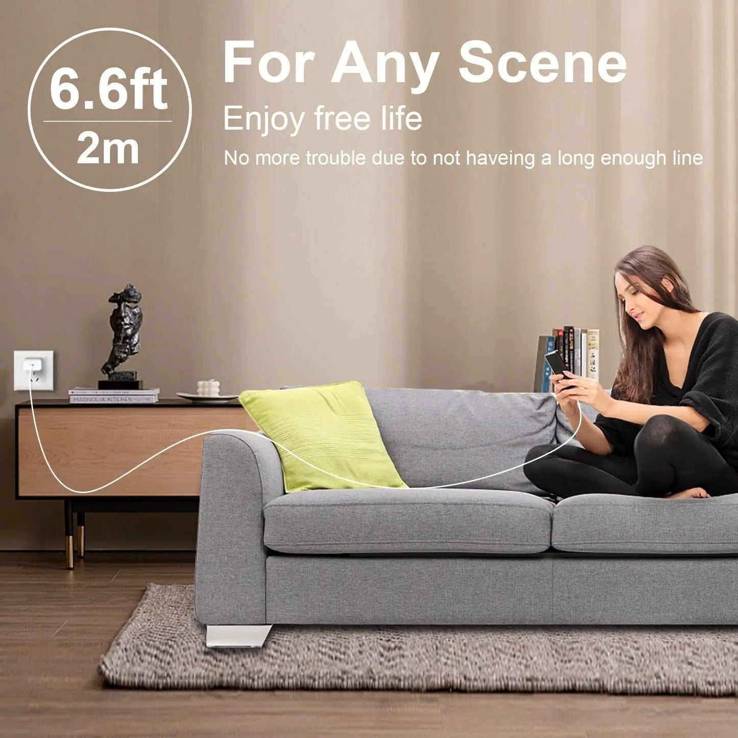 Fast Charging Wall Charger with 6FT USB C to C Cable for iPhone15/iPhone16/ iPad