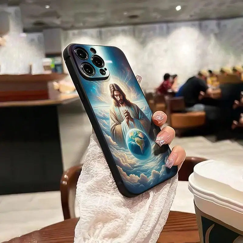 Jesus pattern anti-drop phone case for iPhone 16 Pro Max to 11.