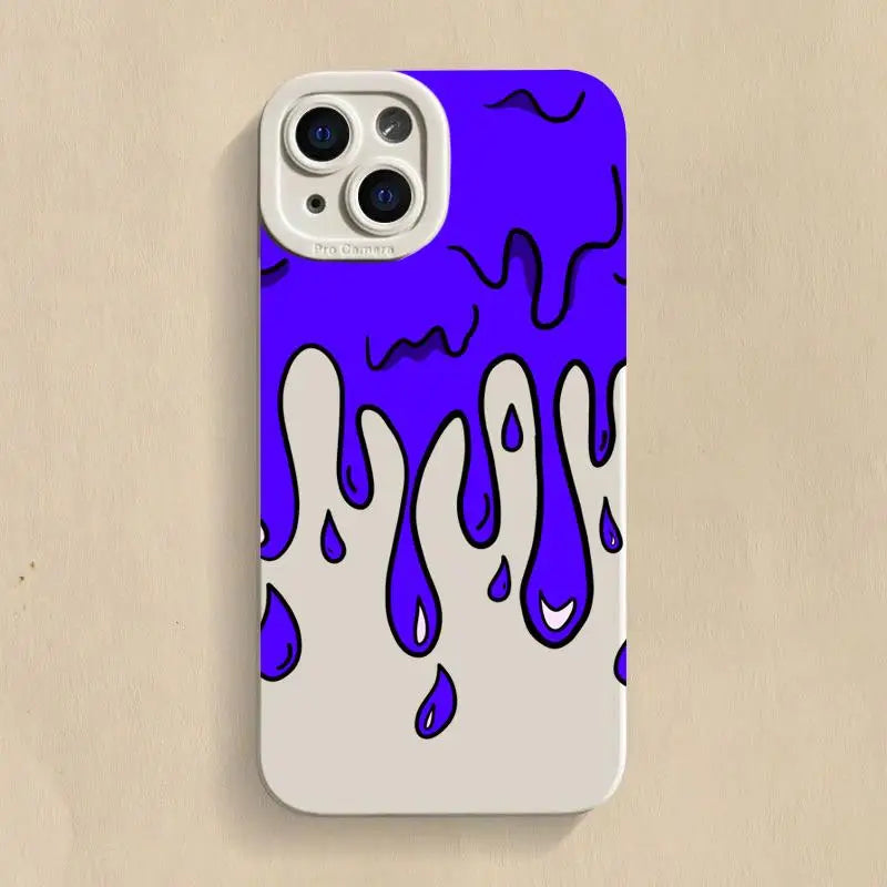 Graffiti art shockproof silicone phone case for iPhone in blue and white design.