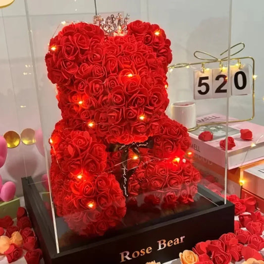 Eternal Rose Teddy Bear Gift for Her (5 colors Available)