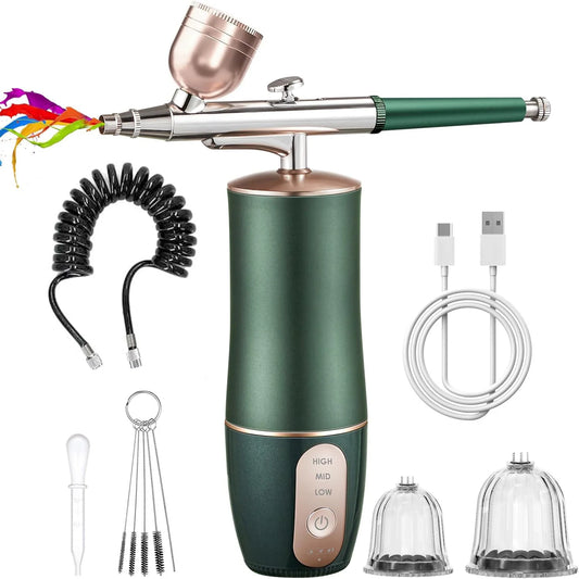 Portable Rechargeable Airbrush Kit with Compressor for Nail Art Makeup Paint