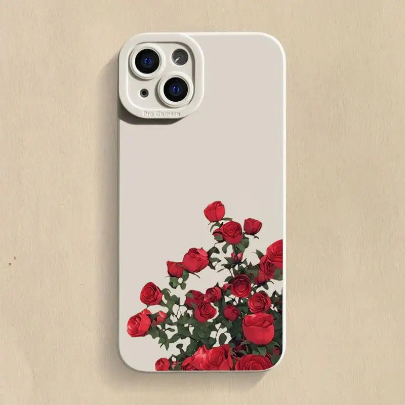 Retro Rose Shockproof Phone Case for iPhone 16 Pro Max to 12