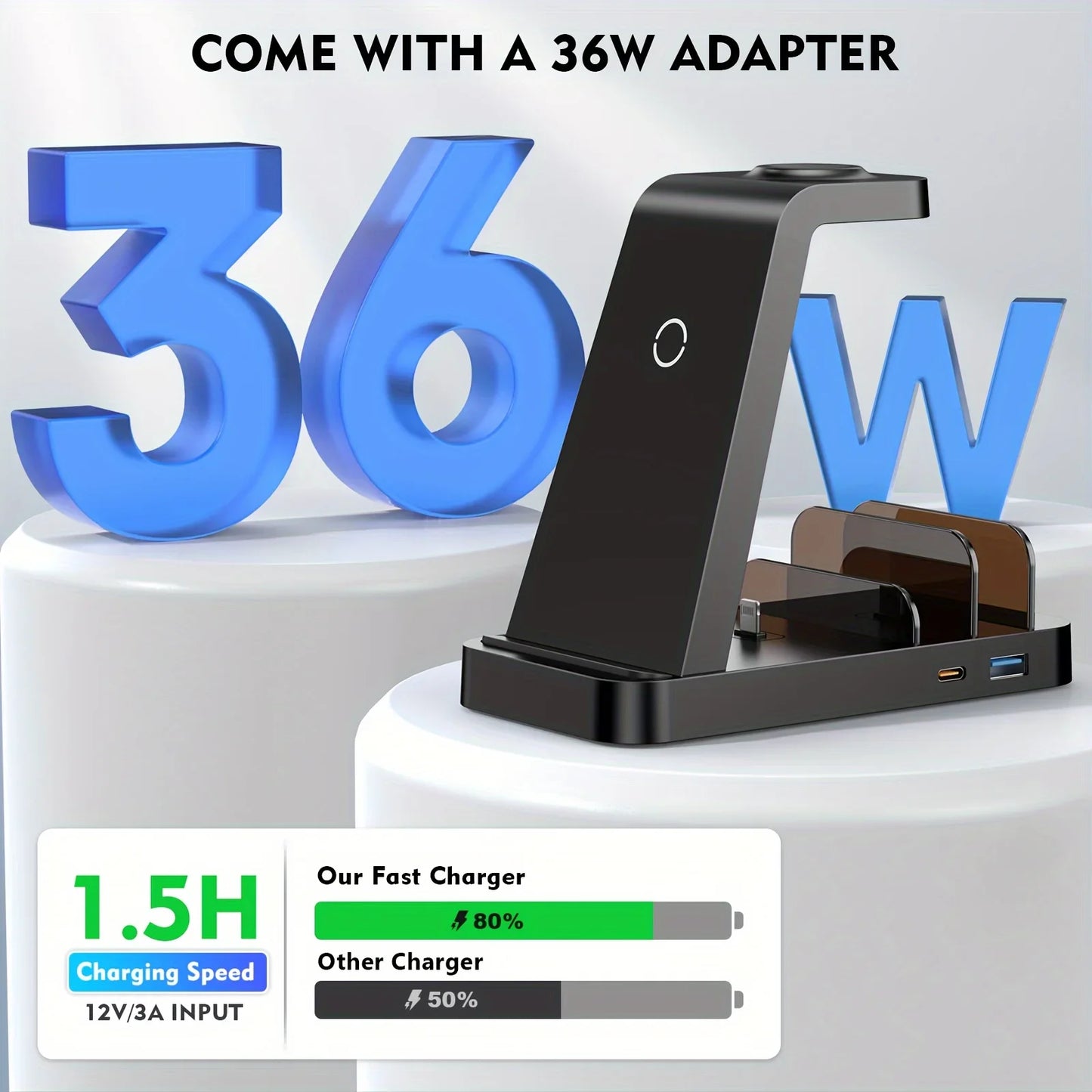 5 in 1 Fast Wireless Charging Station for iPhone Apple Watch Airpods