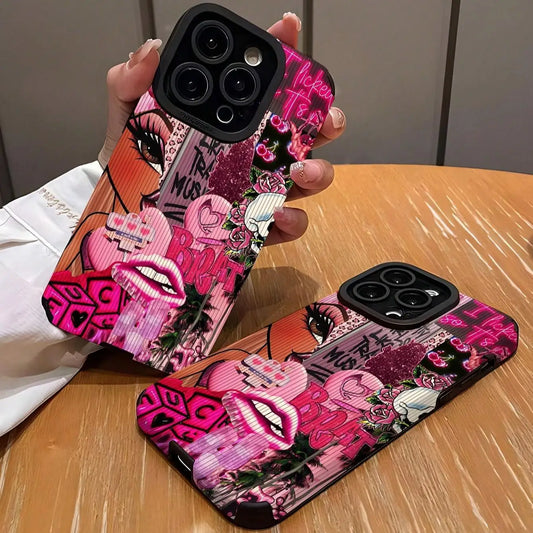 Fashion Graffiti Shockproof Phone Case for iPhone 16 Pro Max to X/XS.