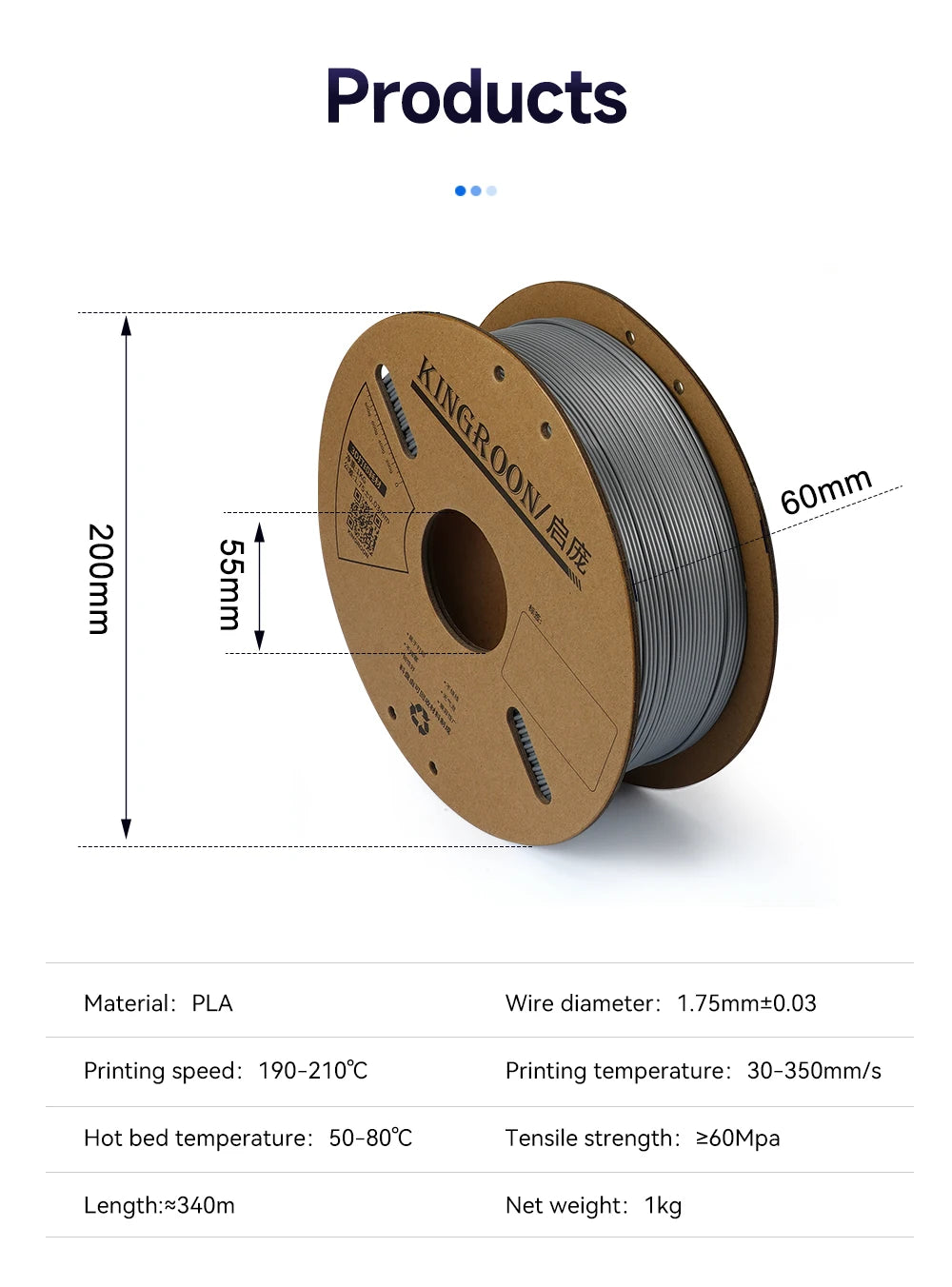 KEEPANG PLA Filament 1.75mm No Bubble 3D Printer Filament 5/10 Rolls