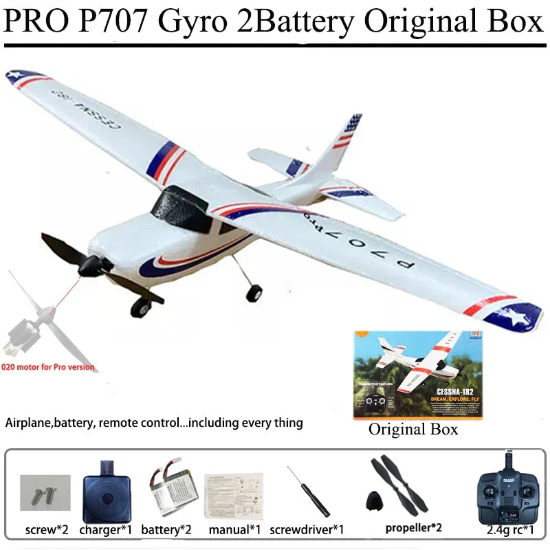 Park10 RC Airplane P707G 2.4G 3D/6G Gyroscope 3Ch Fixed Wing CESSNA RTF 182