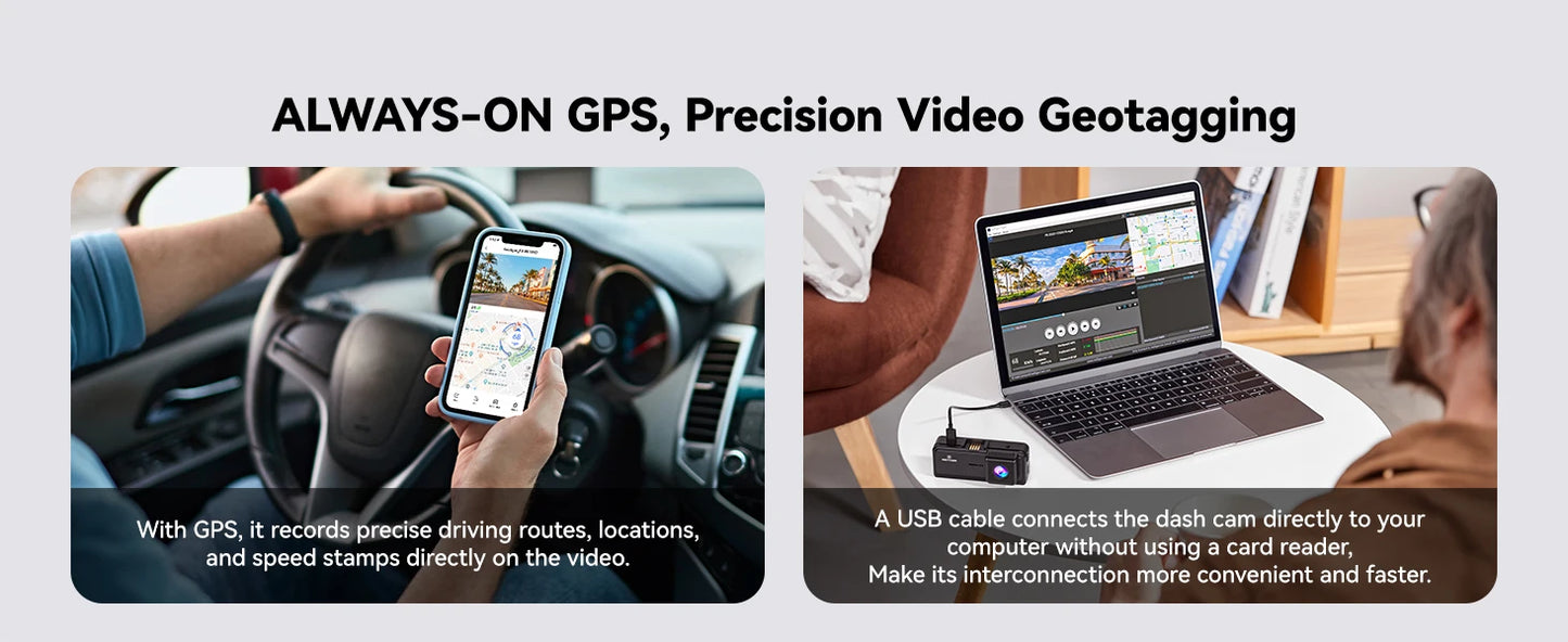 REDTIGER F8 4K+1080P Dash Cam Front and Rear with 5.8G WiFi and GPS