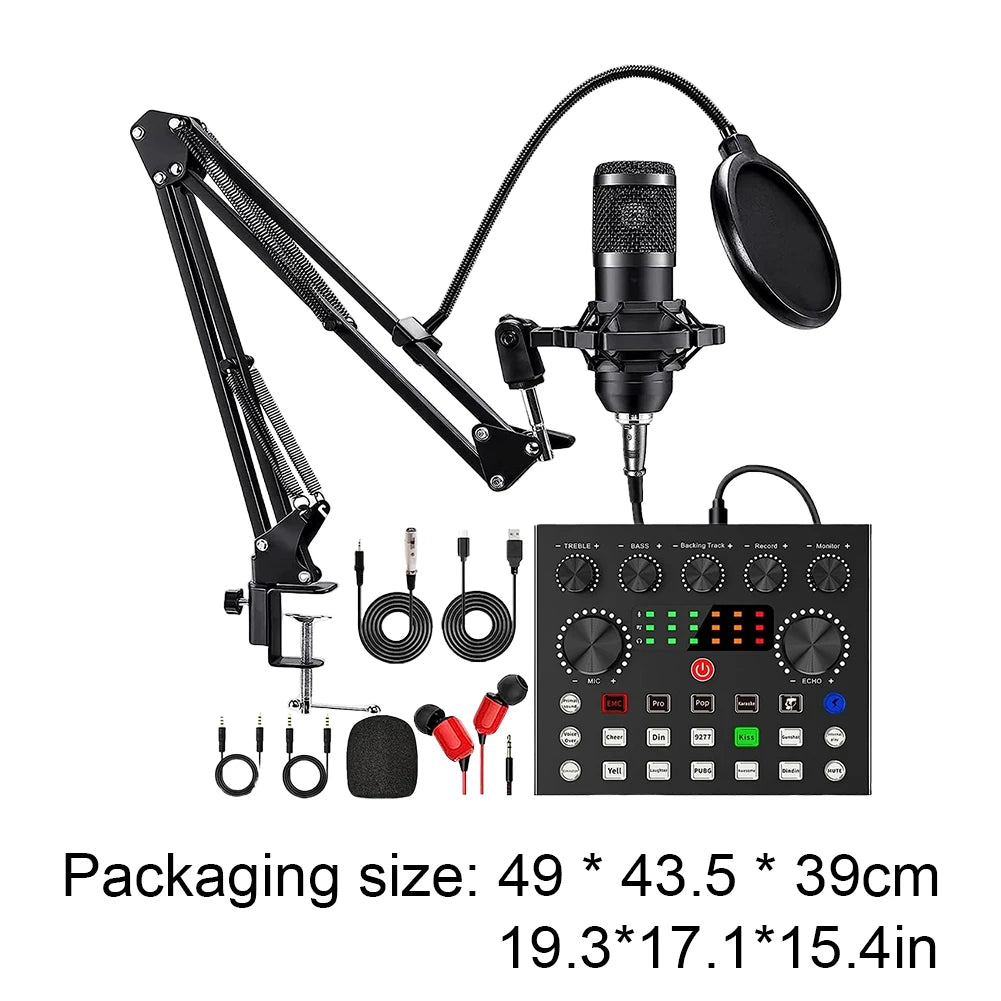 BM800 V8s Podcast Microphone & Sound Card Set