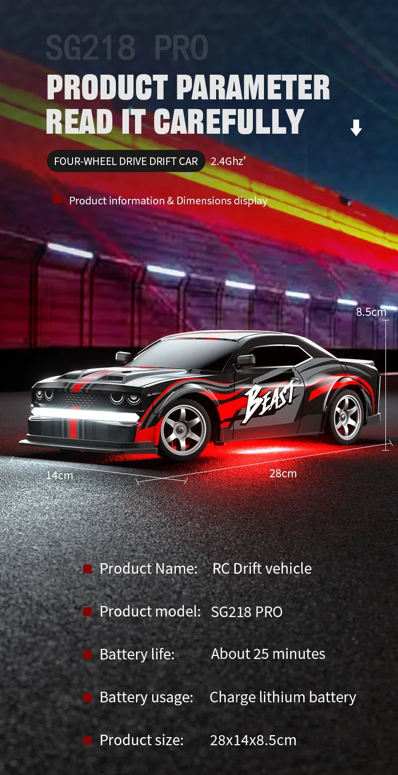 SG218 PRO 1:16 RC Drift Car 25km/h High Speed RC Cars Toys For Adults And Kids Remote Control Cars 2.4G Off Road Monster Truck