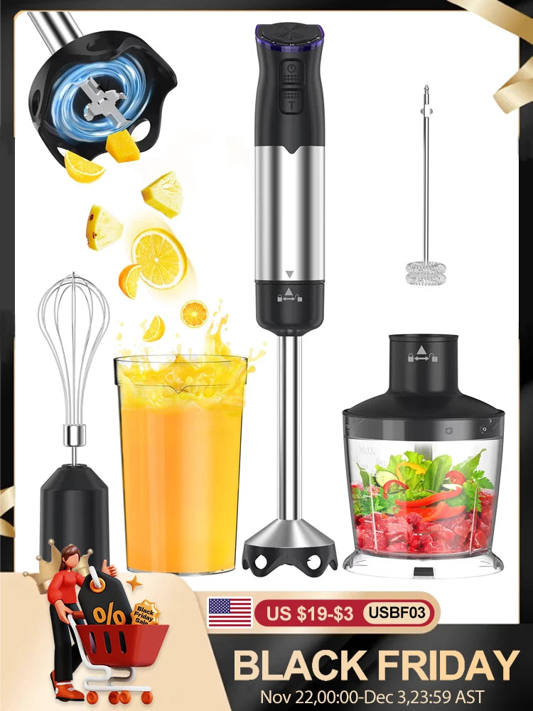 1000W Handheld Immersion Blender 5 in 1 Kitchen Tool