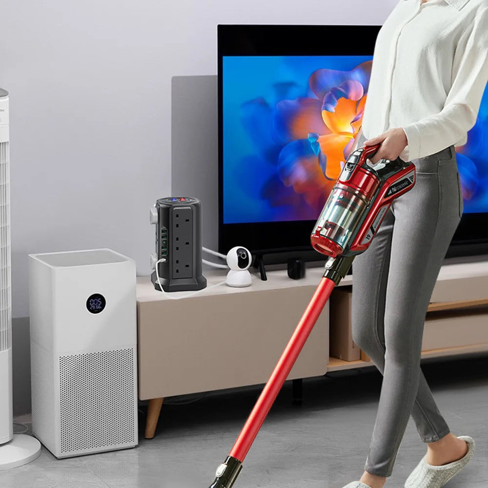 13A 3250W Tower Power Strip with 12 Outlets and 5 USB Ports, PD18W Fast Charging