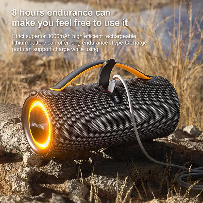 Lewinner Portable Wireless Speaker with 60W Stereo Sound Deep Bass RGB Lights and Dual Pairing