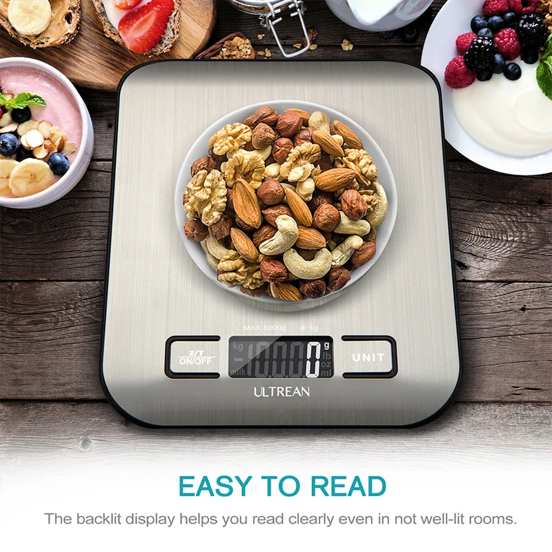 ULTREAN Digital Kitchen Scale 5000g/1g High Precision Waterproof Food Scale with LCD Display