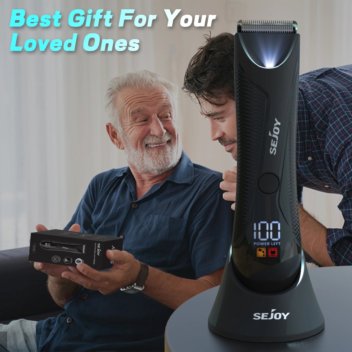 Sejoy Electric Body Hair Trimmer for Men Waterproof LED Display