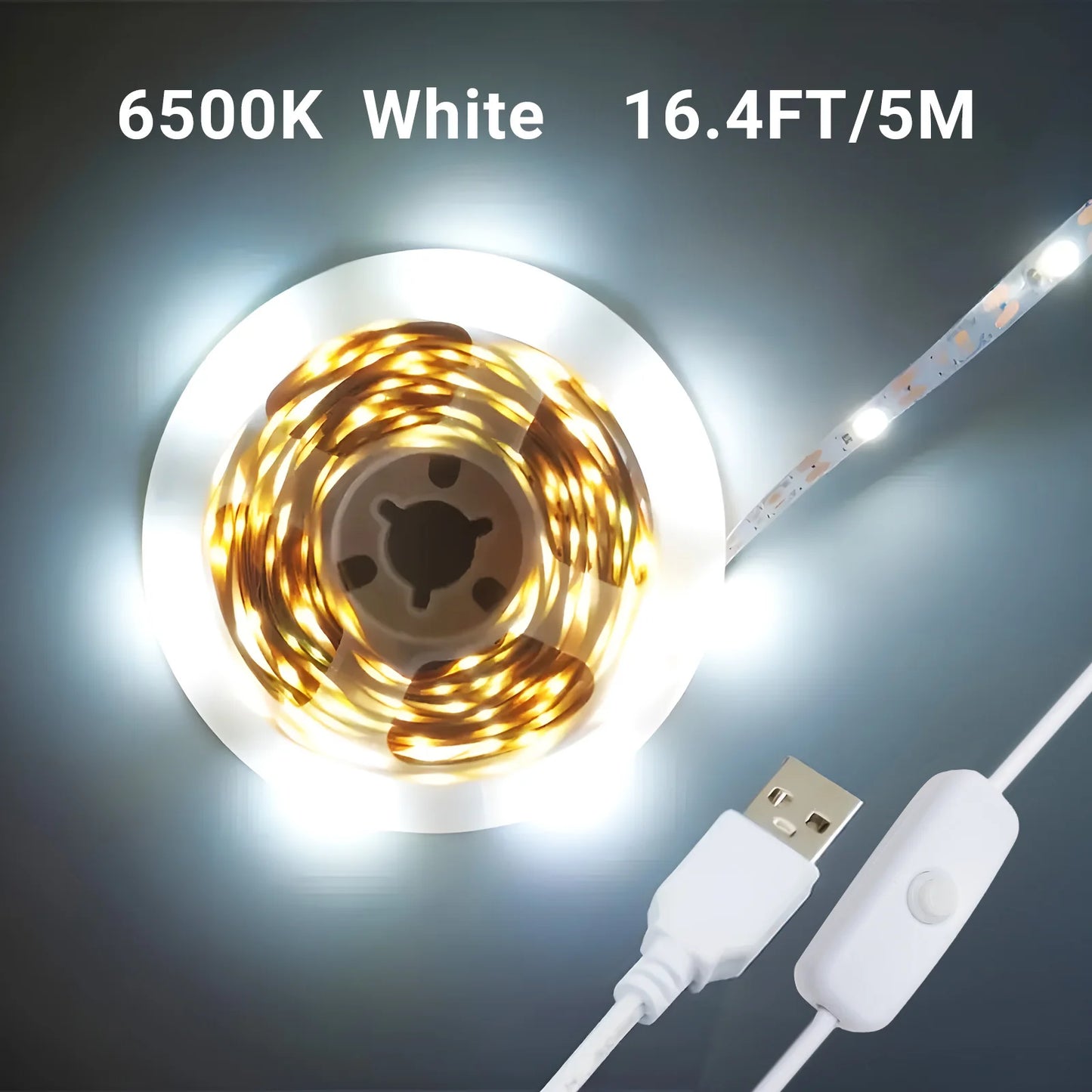 5V White LED Strip Light 6500K with Strong Adhesive