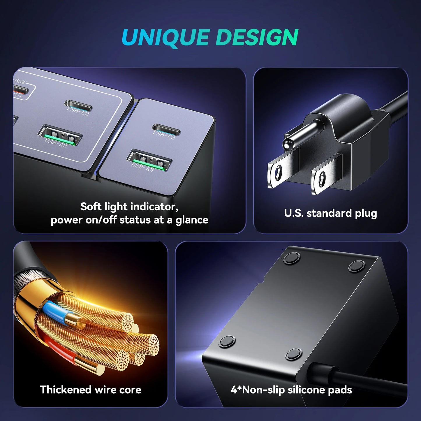 8-Port 160W GaN Charging Hub with 65W Max Output for Multiple Devices and Travel
