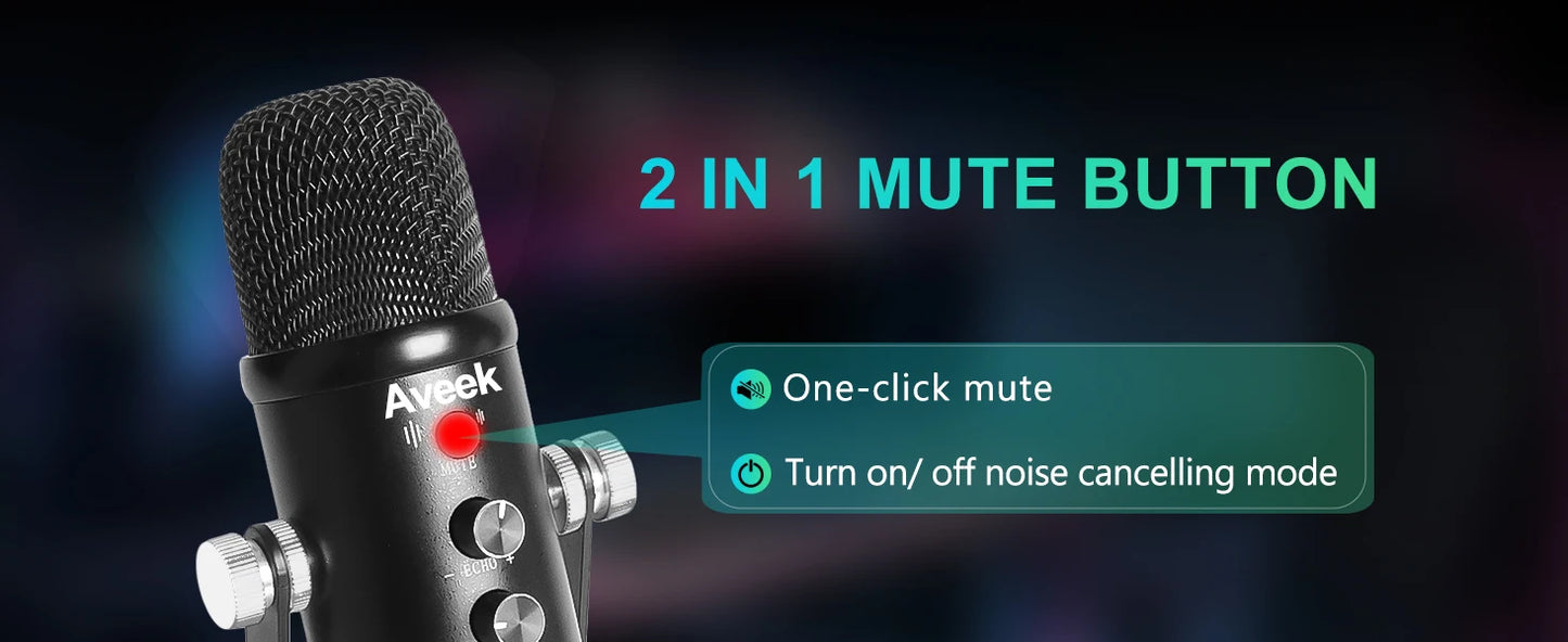 Mercase USB Condenser Microphone with Mute and Plug and Play