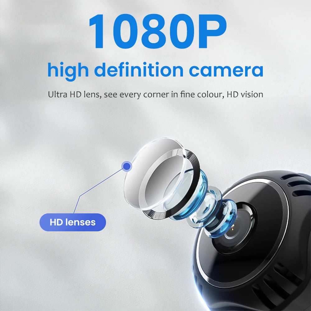 Mini WiFi Camera 1080P HD with Night Vision and Audio for Home Security and Baby Monitoring