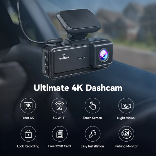REDTIGER F8 4K+1080P Dash Cam Front and Rear with 5.8G WiFi and GPS