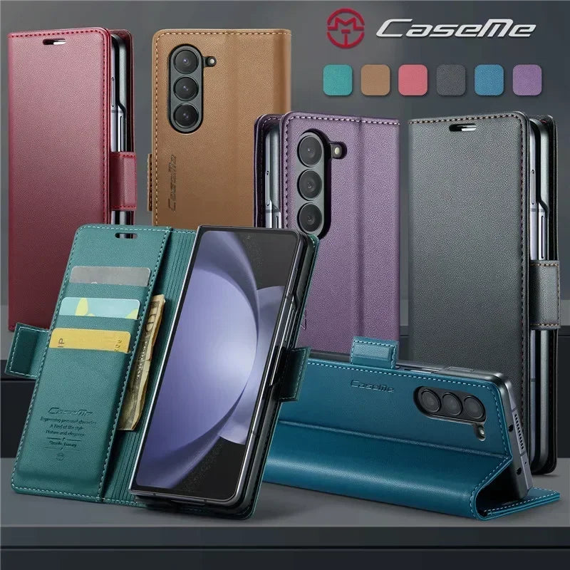 EUCAGR Luxury Magnetic Wallet Leather Case For Samsung Galaxy Z Fold 6 5 Shockproof Card Holder Pocket Cover For Galaxy Z Fold6