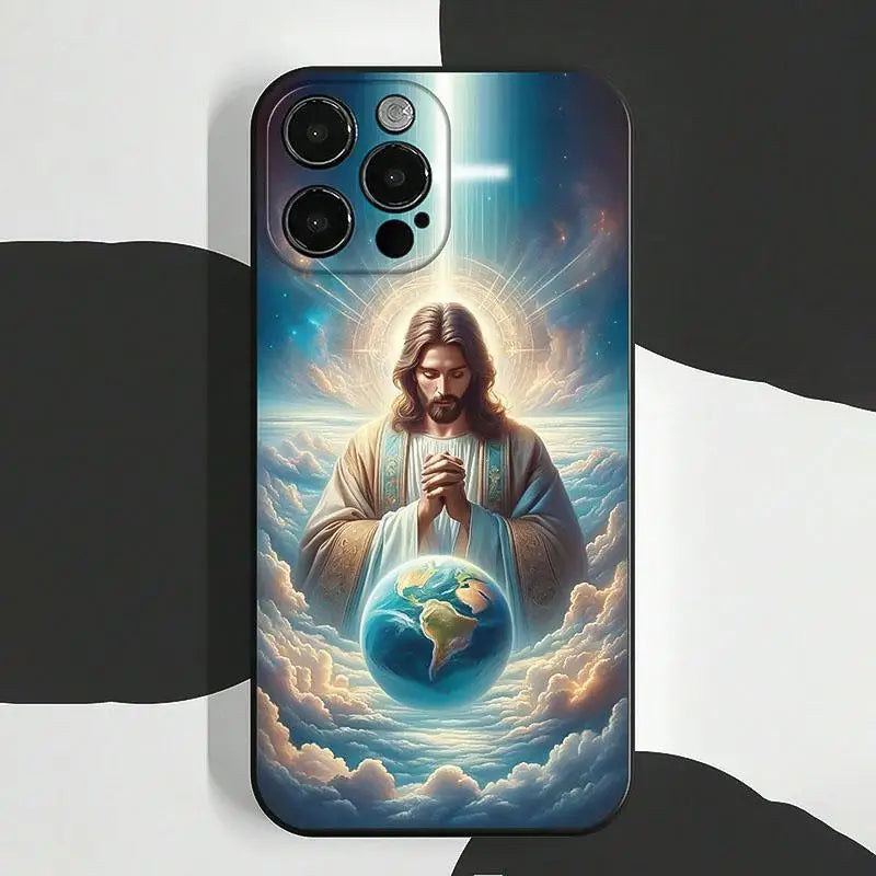 Jesus pattern anti-drop phone case for iPhone 16 Pro Max to 11.
