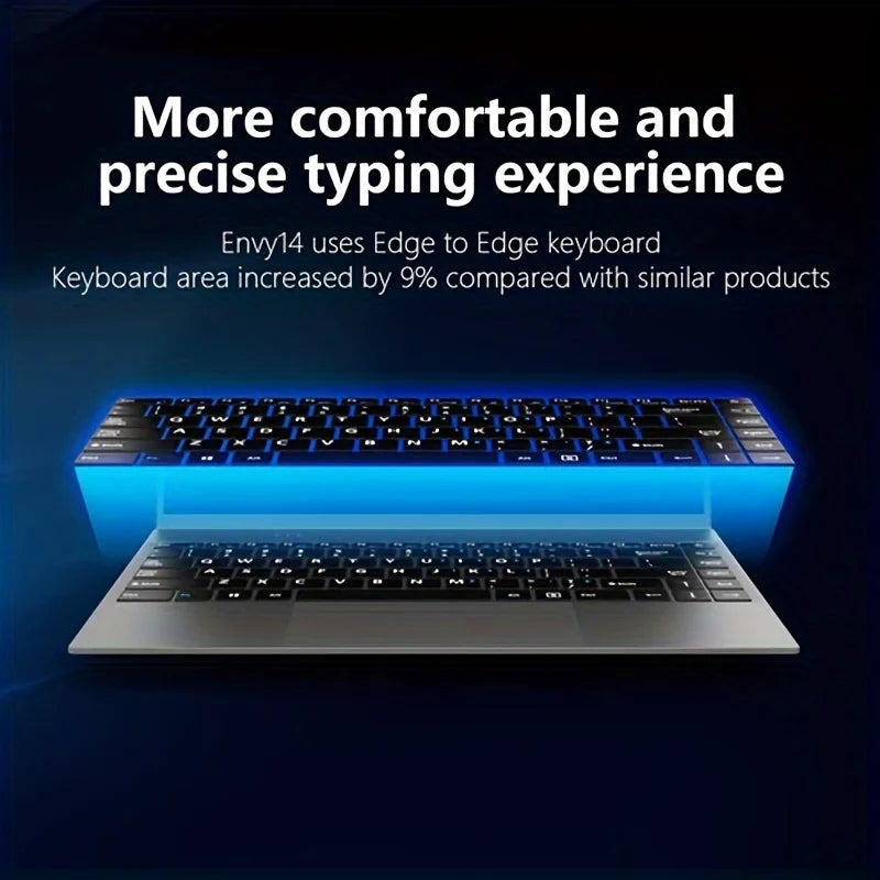 14 Inch Laptop with Edge-to-Edge Keyboard for Comfortable Typing Experience