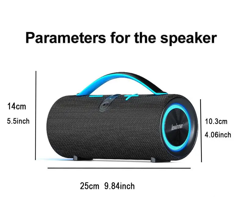 Lewinner Portable Wireless Speaker with 60W Stereo Sound Deep Bass RGB Lights and Dual Pairing