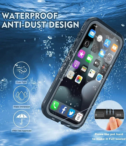 Waterproof Phone Case IP68 Dustproof Diving Cover for iPhone 16 15 14 Plus 13 12 11 Pro XS Max XR