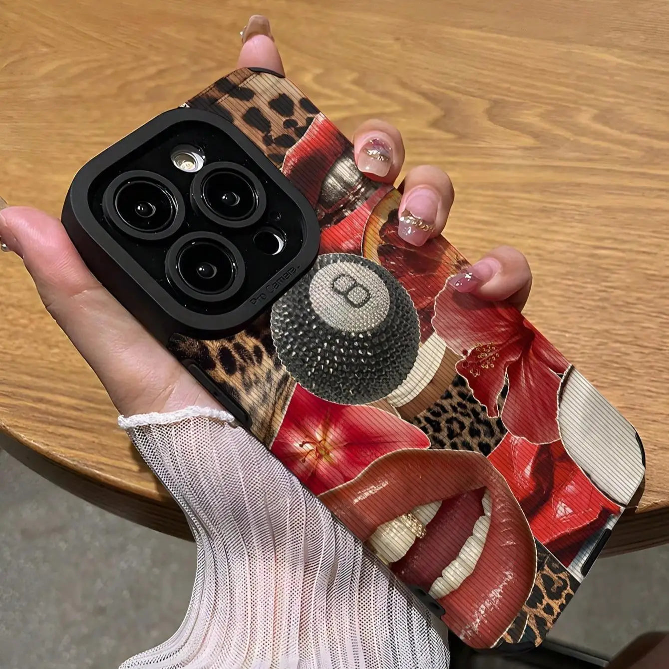 iPhone case with lip pattern design for iPhone 16 Pro Max to X/XS.
