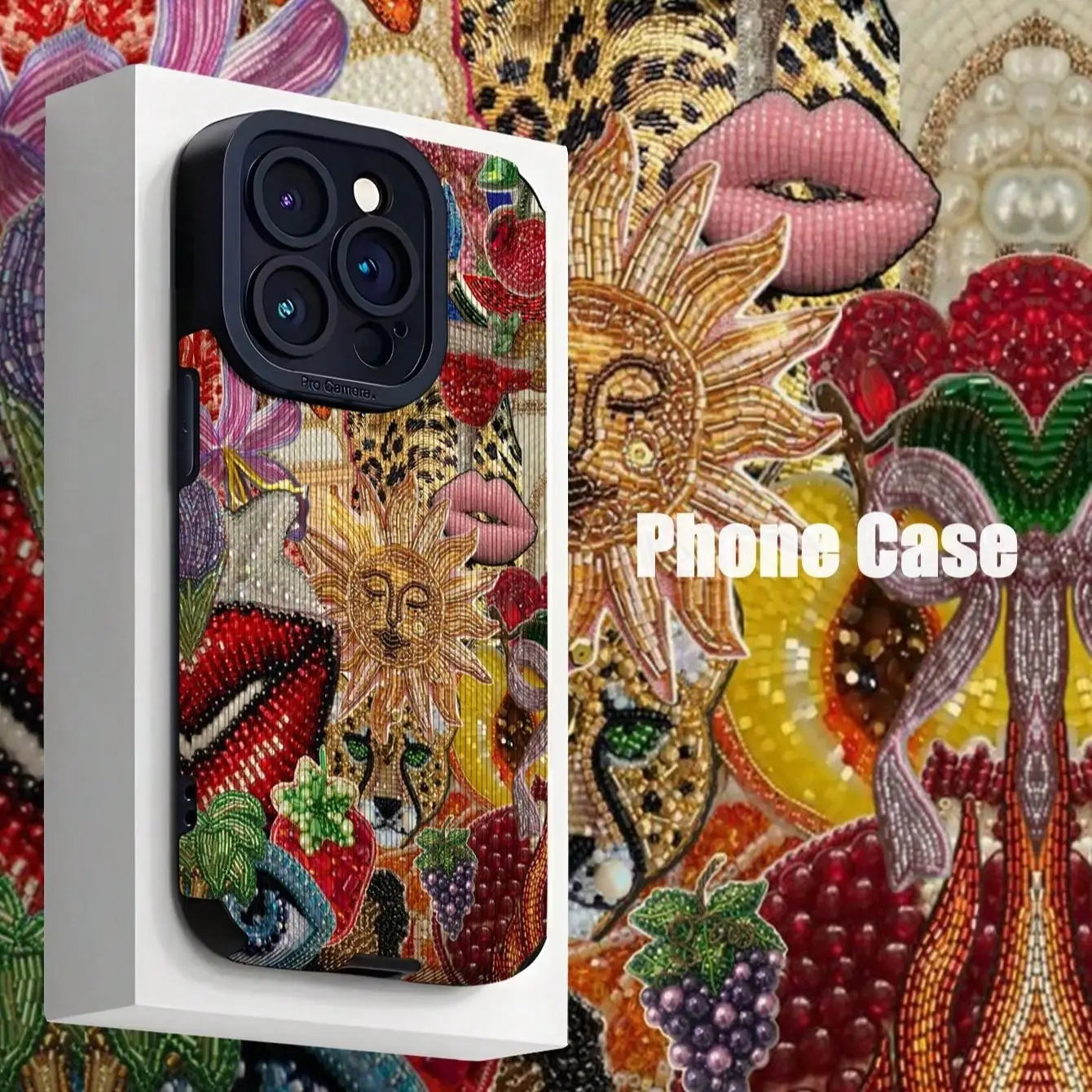 Fashion Lid Shockproof Phone Case for iPhone 16 Pro Max to X/XS with colorful artistic design.